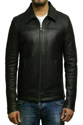 men's black lambskin leather jacket classic zip up style modern elegant 1