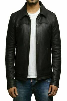 men's black lambskin leather jacket classic zip up style modern elegant 2