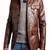 Men’s brown  genuine lambskin leather jacket 4 pocket & button style