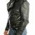 Men’s black lambskin leather jacket - asymmetrical &  belted cuffs style