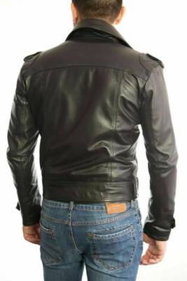 men's black premium lambskin leather jacket asymmetrical zip closure premium 4