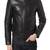 Men’s black genuine lambskin leather jacket- large, curved  rope pockets style