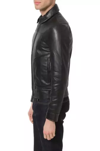 men's black lambskin leather jacket classic zip up style modern classic