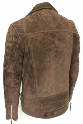 men's brown premium suede leather jacket premium quilted design 2