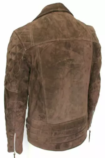 men's brown premium suede leather jacket premium quilted design