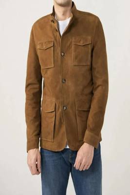 men's brown suede leather jacket classic zip up style refined 2