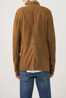 men's brown suede leather jacket classic zip up style refined 3