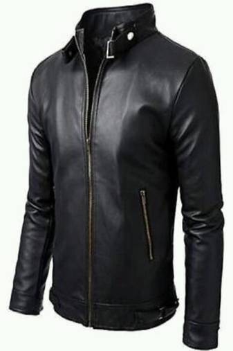Men’s black lambskin leather jacket- café racer  style
