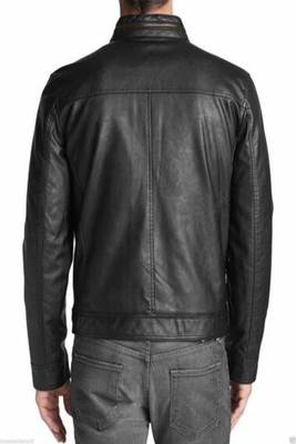 men's black lambskin leather jacket classic zip up style modern distinctive 2