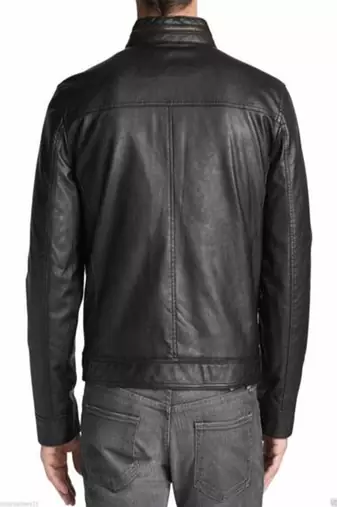 men's black lambskin leather jacket classic zip up style modern distinctive