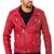 Men's red lambskin leather jacket- multipal zipper motorcycle biker style