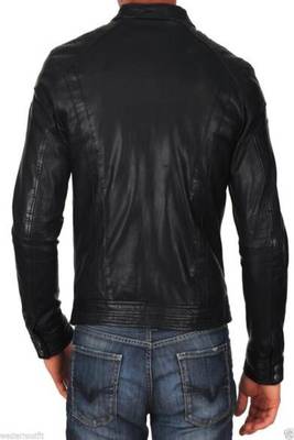 men's genuine lambskin leather biker jacket classic moto zip style authentic advanced 2