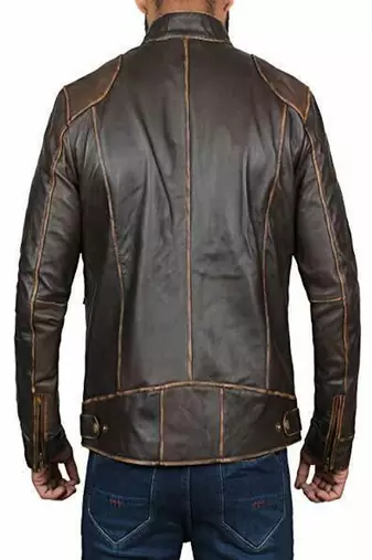 men's brown premium lambskin leather jacket distressed vintage finish premium