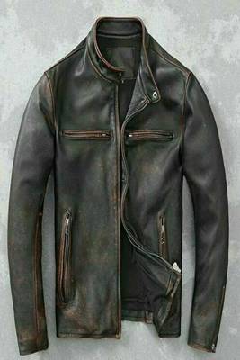 men's brown lambskin leather jacket classic zip up style special 1