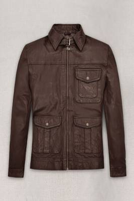 men's coffee brown lambskin leather biker jacket adjustable belted waist premium 1