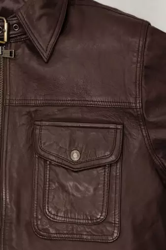 men's coffee brown lambskin leather biker jacket adjustable belted waist premium