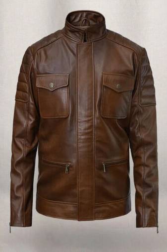 men's brown lambskin leather biker jacket classic moto zip style pro
