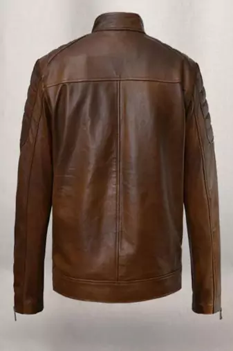 men's brown lambskin leather biker jacket classic moto zip style pro