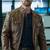 Men's brown genuine lambskin leather jacket motorcycle biker style 2 button pockets