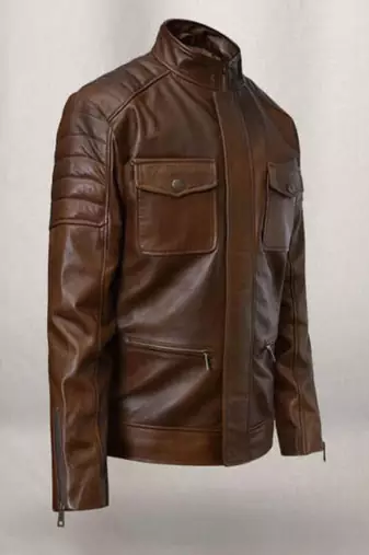 men's brown lambskin leather biker jacket classic moto zip style pro