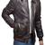 Men's brown genuine lambskin leather bomber jacket motorcycle rib cuffs waist