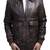 Men's brown genuine lambskin leather bomber jacket motorcycle rib cuffs waist