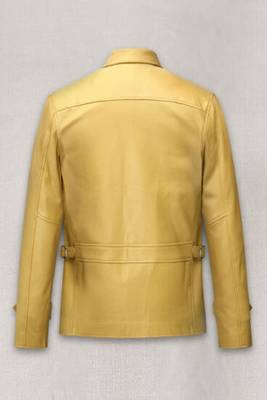 men's yellow lambskin leather biker jacket classic moto zip style premium 4