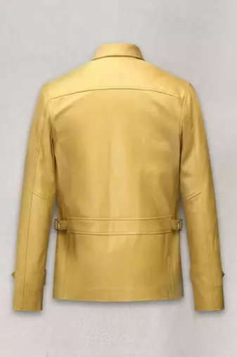 men's yellow lambskin leather biker jacket classic moto zip style premium