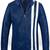 Mens rich blue with white strip genuine lambskin leather jacket biker zipper