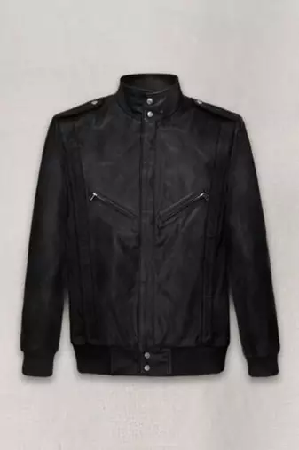 men's black genuine lambskin leather jacket button zipper biker style rib waist cuffs