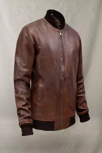 men's brown lambskin leather biker jacket classic moto zip style advanced