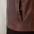 Mens brown genuine lambskin leather jacket zipper biker style round collar rib waist cuffs