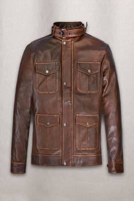 men's brown premium lambskin leather jacket distressed vintage finish exclusive 1