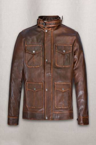 men's brown premium lambskin leather jacket distressed vintage finish exclusive