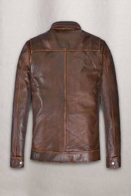 men's brown premium lambskin leather jacket distressed vintage finish exclusive 2