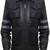 Men's black with gray band genuine lambskin leather biker jacket