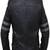 Men's black with gray band genuine lambskin leather biker jacket
