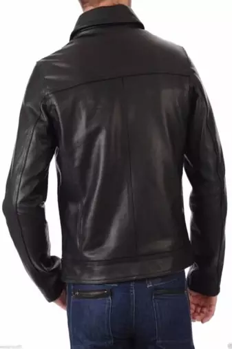 men's black lambskin leather biker jacket classic moto zip style modern sophisticated