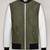 Genuine lambskin leather jacket olive green white bomber rib cuffs collar biker style