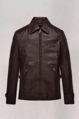 Burgundy men's genuine lambskin leather jacket biker style look