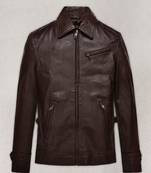 Burgundy men's genuine lambskin leather jacket biker style look