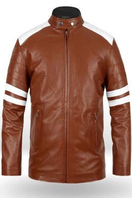 men's brown lambskin leather biker jacket premium quilted design premium 1