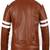 Men's café racer brown genuine lambskin leather jacket riding biker style quilted