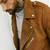 Genuine lambskin suede leather jacket zipper biker look tan color mens jacket