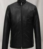 Genuine lambskin leather mens black  jacket biker style café racer