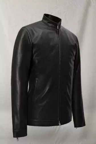 men's black lambskin leather biker jacket classic moto zip style modern versatile