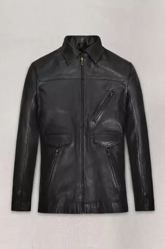 men's black lambskin leather biker jacket classic moto zip style modern timeless
