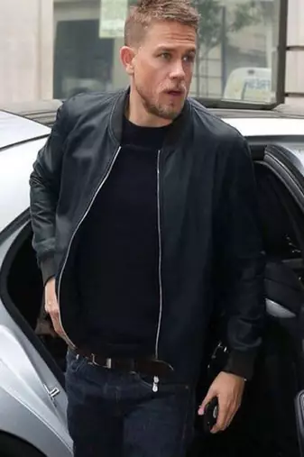 men's black genuine lambskin leather jacket bomber motorcycle rib waist cuffs style