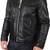 Black genuine lambskin leather jacket café racer motorcycle biker jacket