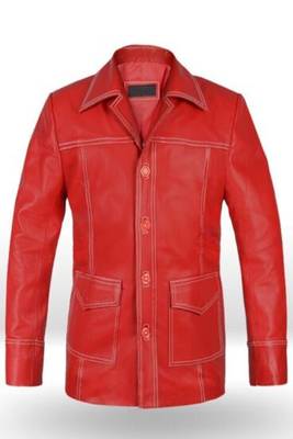 men's red lambskin leather trucker jacket rugged trucker style 1